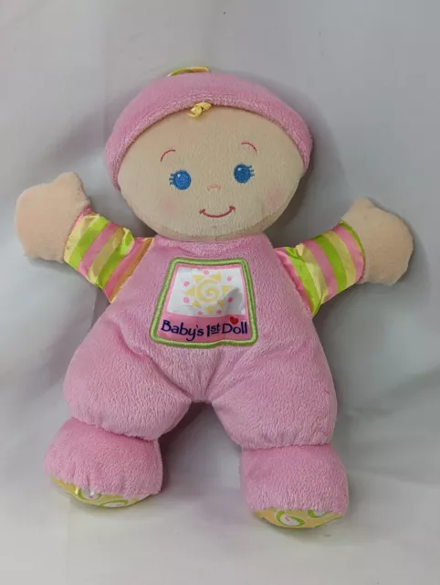 Fisher Price Babys First Doll Plush Rattle 10 Inch 2008 Stuffed Animal Toy