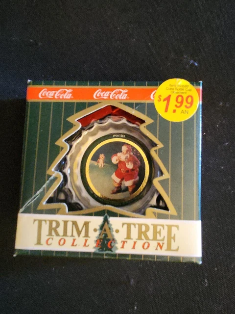 Coke Ornament Coca Cola Circa 1961 Santa Claus Puppy Bottle Cap Shape 1990 1991*