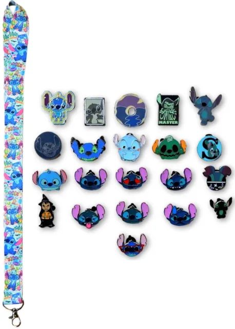 Stitch Lanyard and 5 Lilo & Stitch Themed Disney Trading Pins Starter Set - NEW