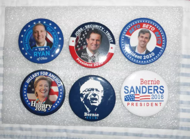 Button Pinback Pin Lot 2016 Ryan, ORourke Clinton Bernie Sanders x2 Moulton
