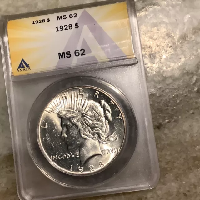 1928 Silver Peace Dollar MS 62 Key Date