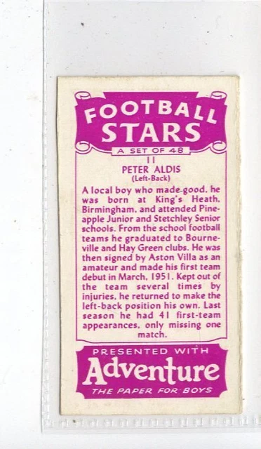 (Jd6441) THOMSON ABENTEUER, FUSSBALLSTARS, PETER ALDIS, 1957, #11 2