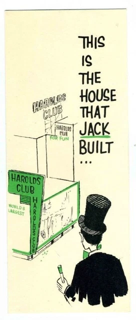 Harold's Club Casino Greeting Card Reno Nevada 1959 House That Jack Built