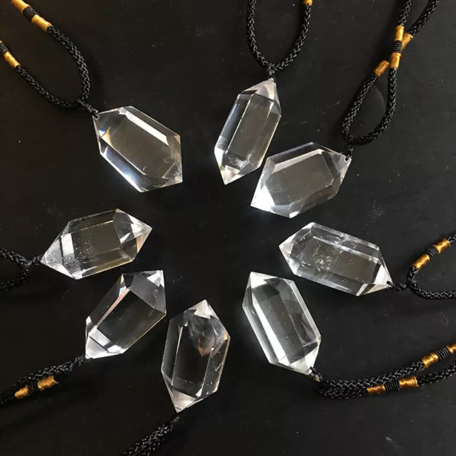 Natural Reiki Quartz Healing Crystal Point Wand Obelisk Pendant Necklace Gift