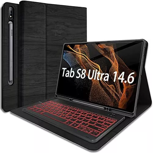 Backlit Keyboard Case for Samsung Galaxy Tab S8 Ultra 14.6 Inch 2022 with S P...
