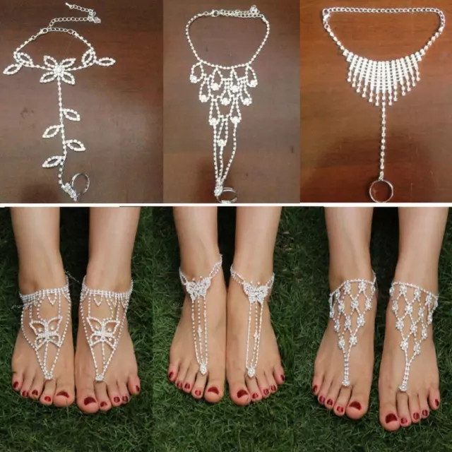 Bridal Sandals Beach Jewelry Ankle Bracelet Foot Chain Toe Ring