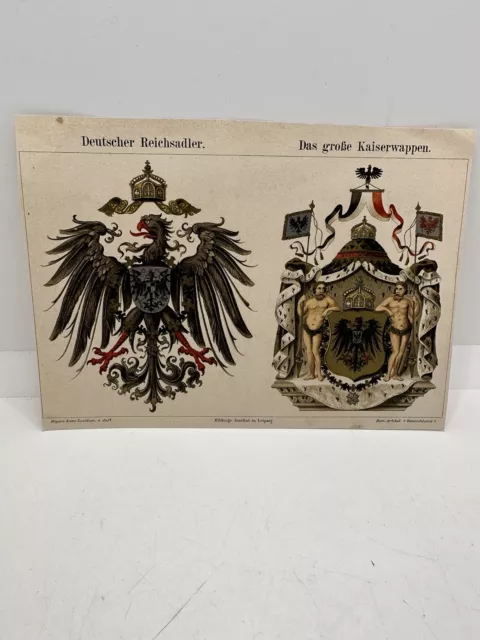 Antique Print-German coat of arms-Deutsche Reichsadler-Kaiserwappen-Meyers-1895