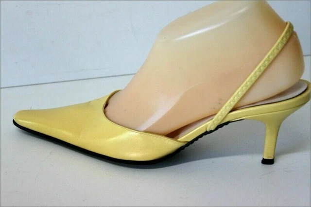 Escarpins Carla Gourov En Cuir Vert Bronze – Pointus, Talons Ouverts – Taille 40 – Italie – Très Bon état