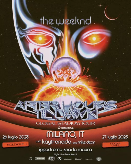 (2 biglietti) concerto the weeknd 27 Luglio 2023- Posto Unico Ingresso Rosso