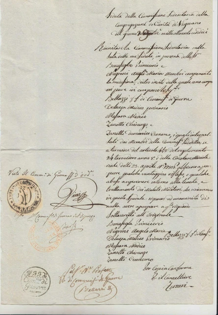 VIGEVANO 1810 OCCUPAZIONE NAPOLEONICA+documento+timbri COMMISSARIO GUERRA-F222