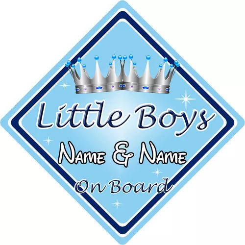 Baby On Board Car Sign ~ Little Boys On Board ~ L.Blue - Personalised