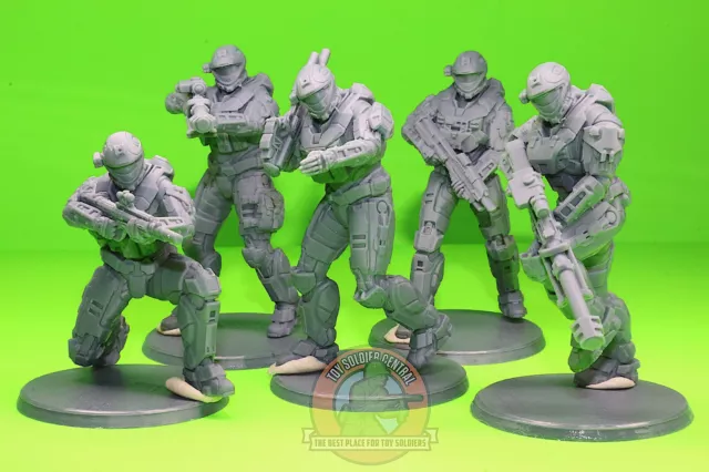 Halo Toy Soldiers - Reach Recon Spartan 54mm (1:32 Scale)- 5 Man Squad Warhammer