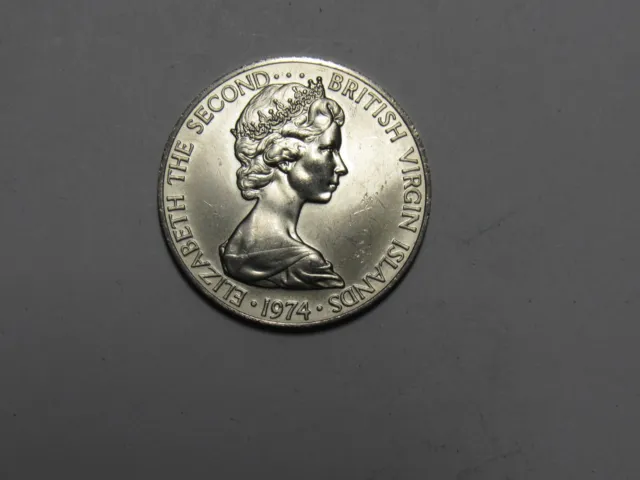 British Virgin Islands Coin - 1974 FM 25 Cents - Matte Uncirculated, scratches