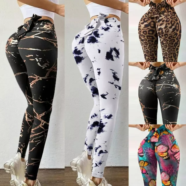 Women Push Up Leggings Yoga Pants Anti-Cellulite Sports Ruched Fitness  Booty Gym