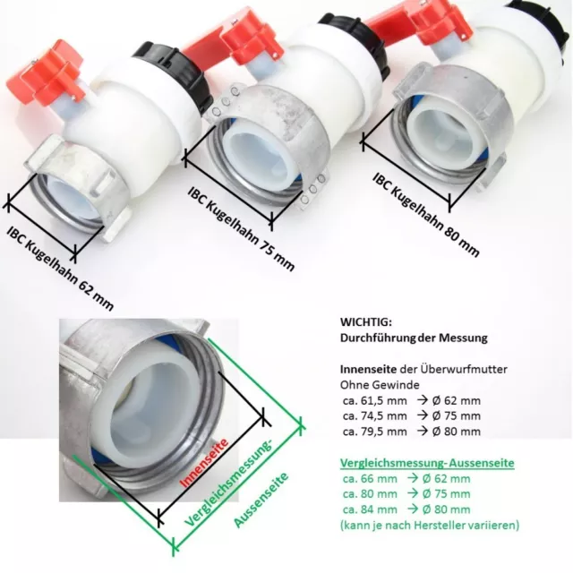 IBC Kugelhahn Klappenhahn DN50 DN80 Wassertank Absperrhahn Tank Ersatzkugelhahn 2