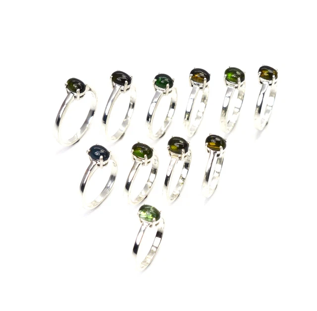 WHOLESALE 11PC 925 SOLID STERLING SILVER GREEN TOURMALINE RING LOT g508