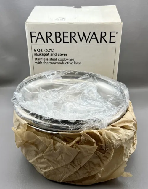 Vintage 836E Farberware 6 Qt 5.7L Saucepot Cover Stainless Steel USA NOB