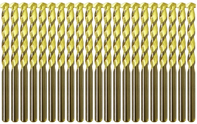Masonry Drill Bit Set 3/16" Carbide Tip Golden Flute Concrete Drill Bits-20Pcs