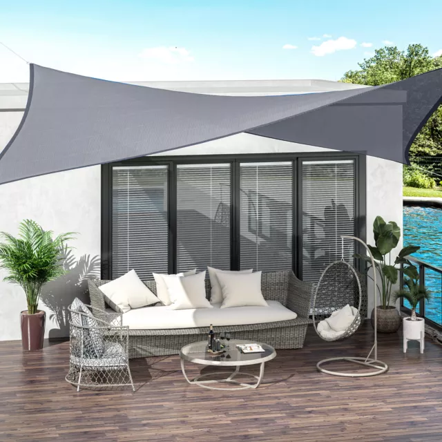 13x20ft Sun Sail Shade Garden Canopy Cover Rectangle UV Protector Grey