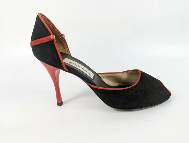 Comme Il faut Daim Noir Talon Haut Chaussures UK 4