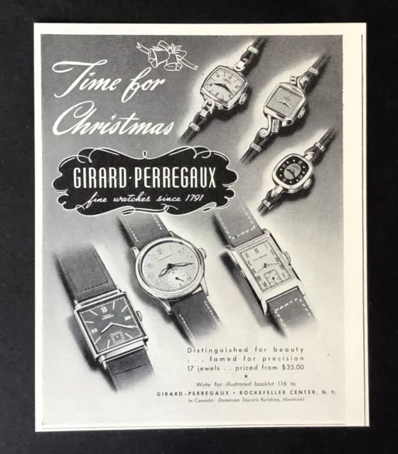 1941 Girard Perregaux Watch Advertisement Christmas Gift Vintage Print AD