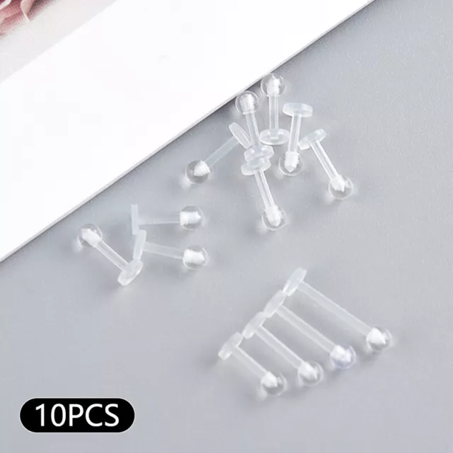 10 pz Anello Piercing Borchie Acriliche Trasparenti Orecchino Cartilagine Barra Orecchini Tragus.DB