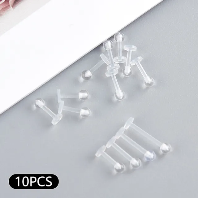 10pcs Clear Acrylic Lip Stud Piercing Ring Ear Cartilage Earring Bar TragSA