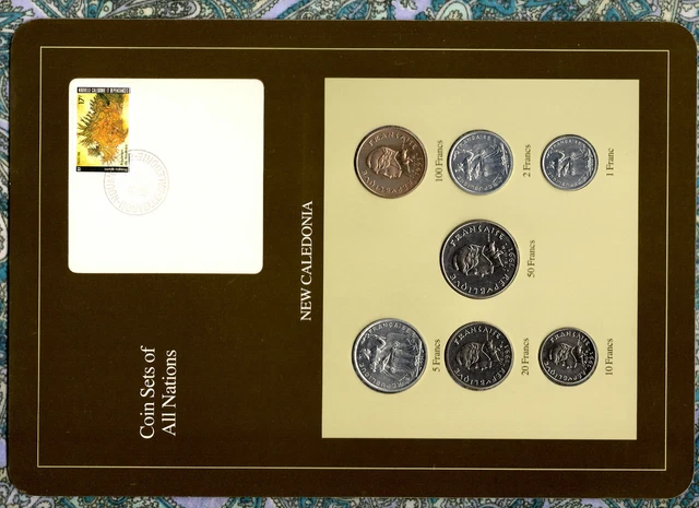 Coin Sets of All Nations New Caledonia w/card 5,10,20,50,100 Francs 1991 25.9.92