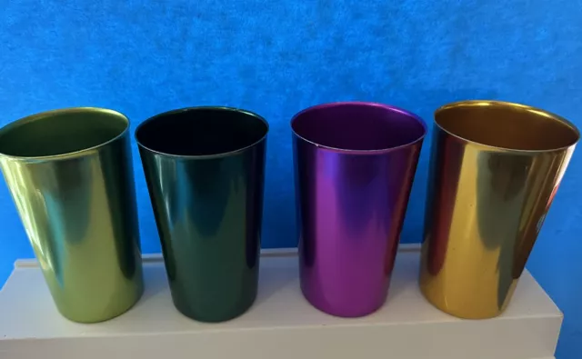 Bascal Aluminum Tumblers Cups Mid-Century Vintage Set of 13 Barware  Drinkware