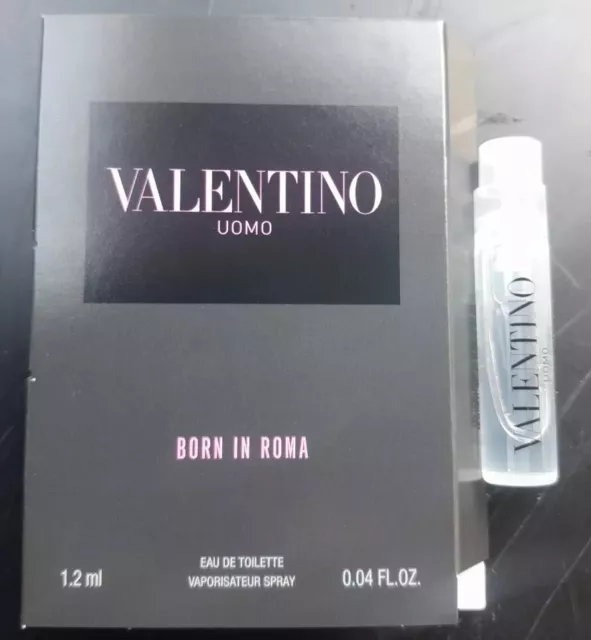 2 VALENTINO UOMO BORN IN ROMA EAU DE TOILETTE spray sample size 1.2 ml ...