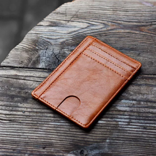Mens Leather Slim Wallet Credit Card Holder RFID Blocking Pocket ID Money