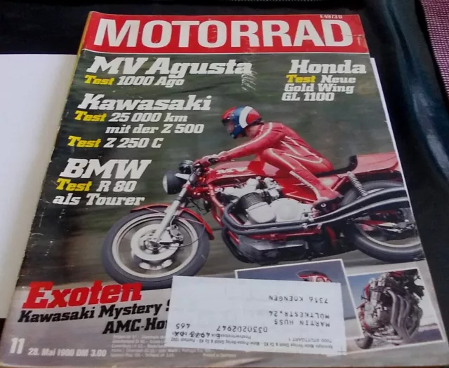 Motorrad 11-1980,MV Agusta 1000 Ago,Kawasaki Z 500,BMW R 80 RT,Honda GL1100