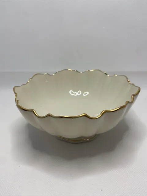 Vintage Lenox Symphony Scalloped Bowl With Gold Trim Nut/ Candy 6” Round