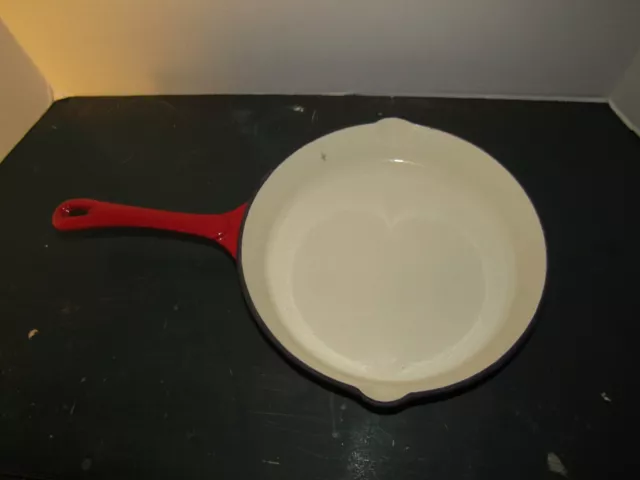 Enameled Heavy Duty 11”Red & White Cast Iron Frying Pan Skillet 10lbs