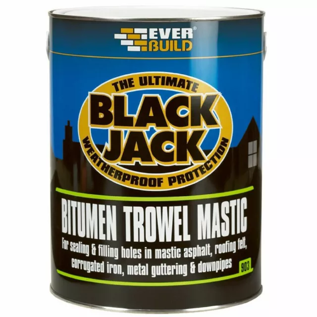 Bitumen &Trowel Mastic Roof Seals Fill Holes Gutter Pipes Black Jack Paint 903