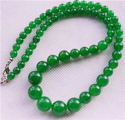 6-14mm Natural Green Jade Gemstone Round Beads Jewelry Necklace 18" AAA 2