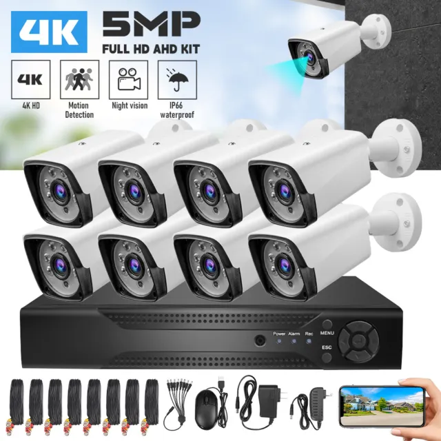 5MP Lite 8CH DVR 1080P Security Camera System Outdoor H.265+ Home CCTV Kit IP66