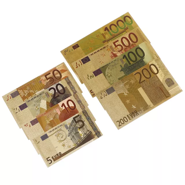 8tlg/Set Euro Banknote Goldfolie Papier Geld Handwerk Sammlung Banknote Curre Sn