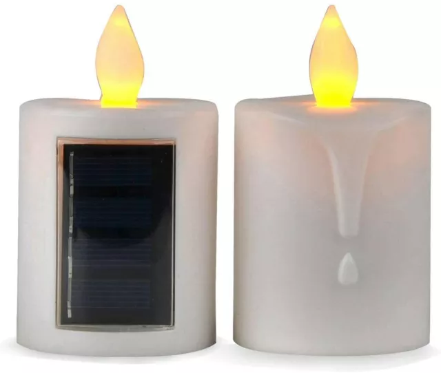 2 Pack Flameless Rechargeable Solar LED Candle Lights for Outdoor Windows 2