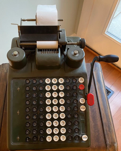 Vintage Burroughs Portable Adding Machine Calculator Tape Register