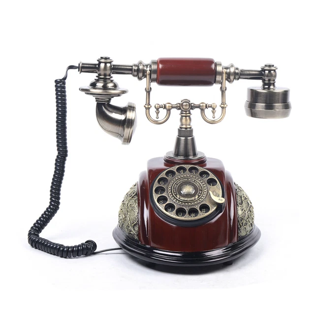 Teléfono antiguo retro de colección esfera giratoria teléfono de escritorio decoración del hogar antiguo