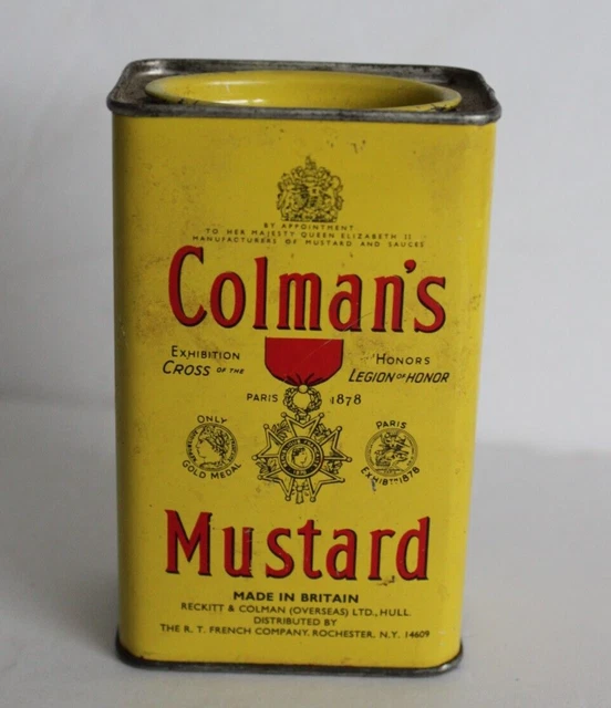 Vintage 1950's Colman's Mustard Spice Tin w/ Bull's Head Made in Britain ~Large
