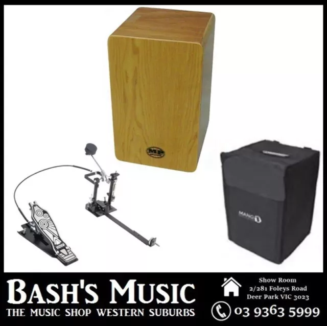 MP Drummers Cajon Maple with Carry Case with DXPCP20 Kick Pedal