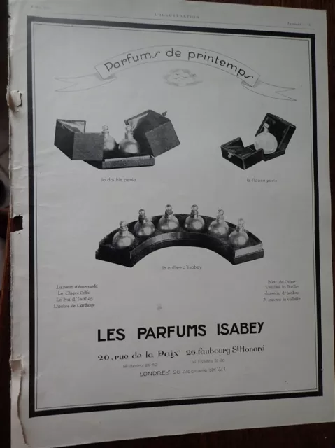 ISABEY parfums de Printemps + LIDO DE VENISE publicité papier ILLUSTRATION 1926