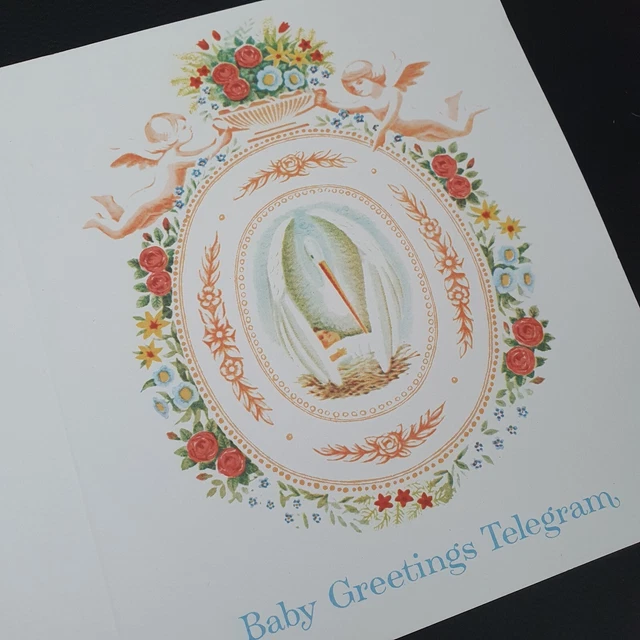 Vintage 1960s Blank POST OFFICE Illustrated Telegram Baby Greeting