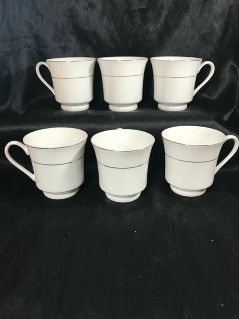 Set of 6 Vintage 1988 Porcelain CLASSIC GOLD Teacups