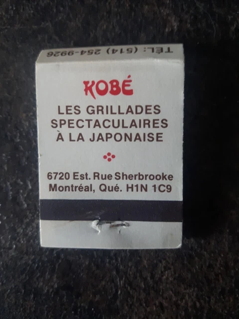 Kobe Restaurant Japonais Montreal Quebec Matchbook Cover 2