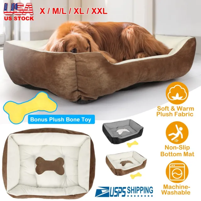 Non-slip Pet Dog Bed Cat Cozy Cushion Mat Nest Pad Plush Sleeping Bed Washable