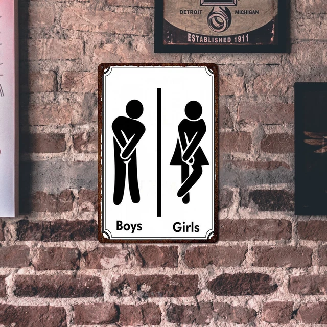 BOY GIRL SIGN Retro Metal Plate Tin Vintage Plaque Poster Iron Painting