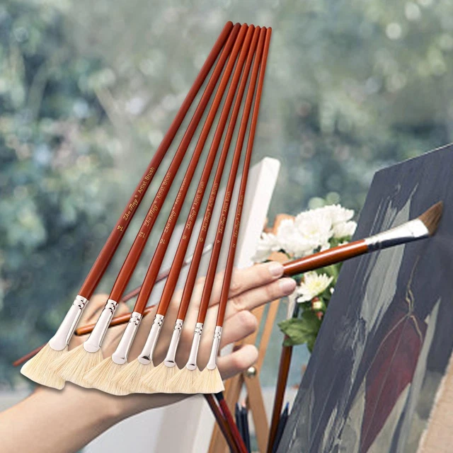 Set Di 7 Penne A Pennello Con Manico In Legno, Strumenti Per La Pittura